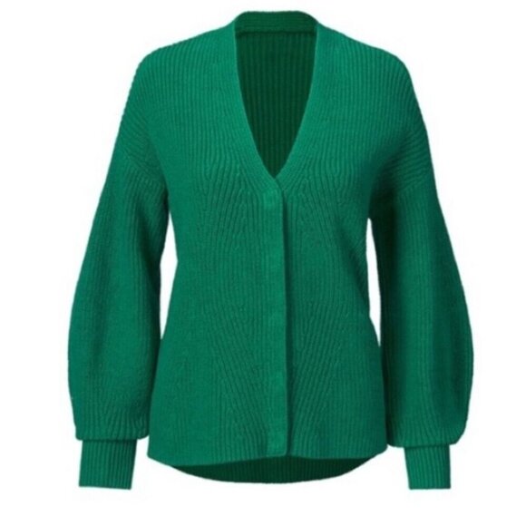 Cabi 3709 Kelly Green Lucky Cardigan Chunky Knit Sweater Women’s Size XS - Picture 1 of 11